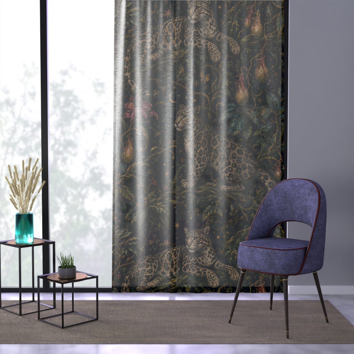 Cloud Leopard Reverie Nocturne Window Curtain