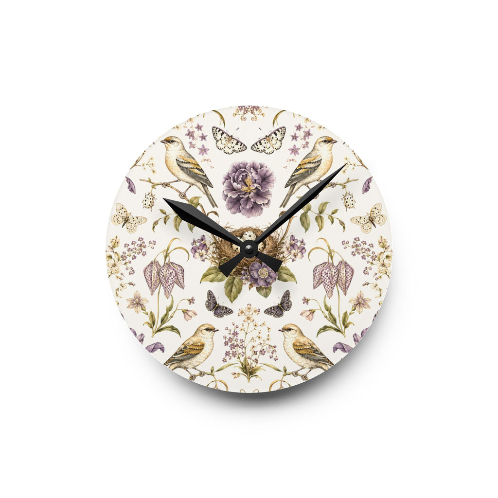 Botanical Bird's Nest Moon Milk Acrylic Wall Clock