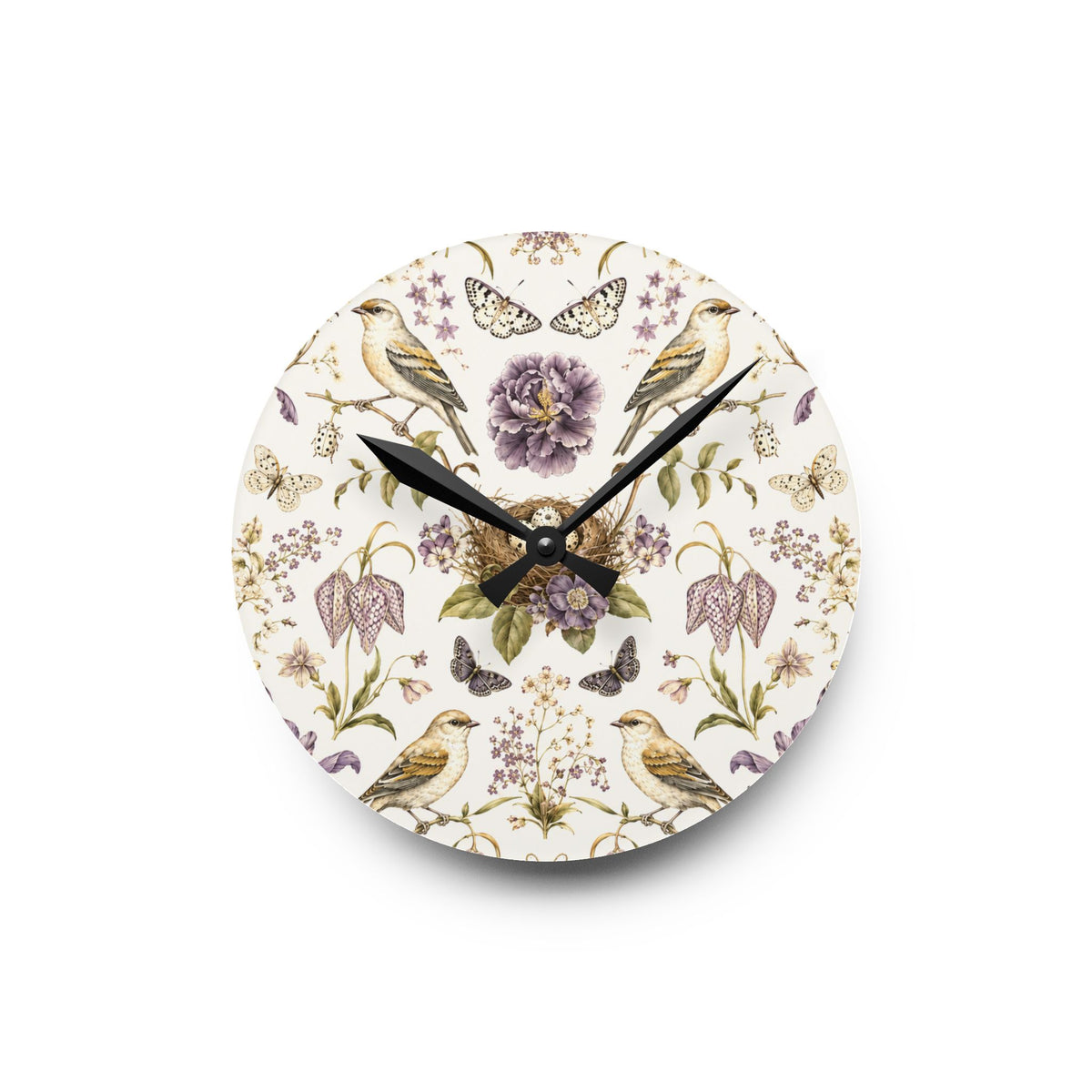 Botanical Bird's Nest Moon Milk Acrylic Wall Clock