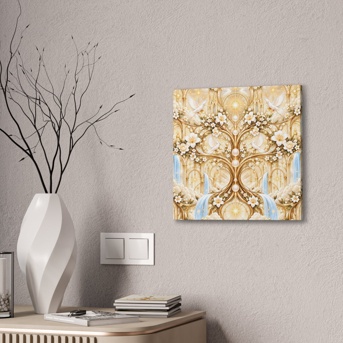Tree of Heaven Alabaster Gold Wrapped Canvas