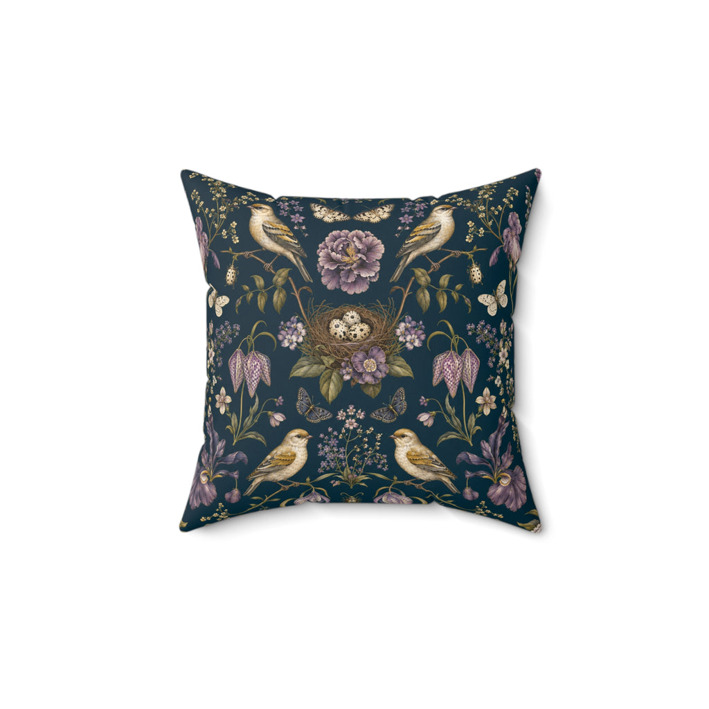 Botanical Bird's Nest Nocturne Decorative Pillow