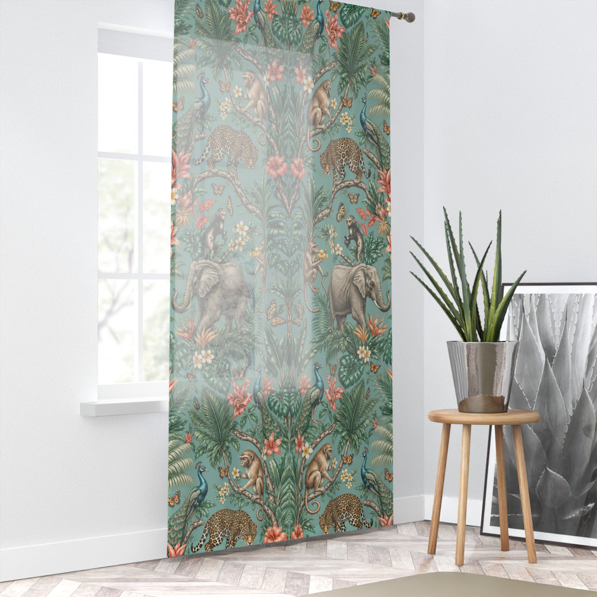 Mystic Jungle Verdigris Jungle Window Curtain