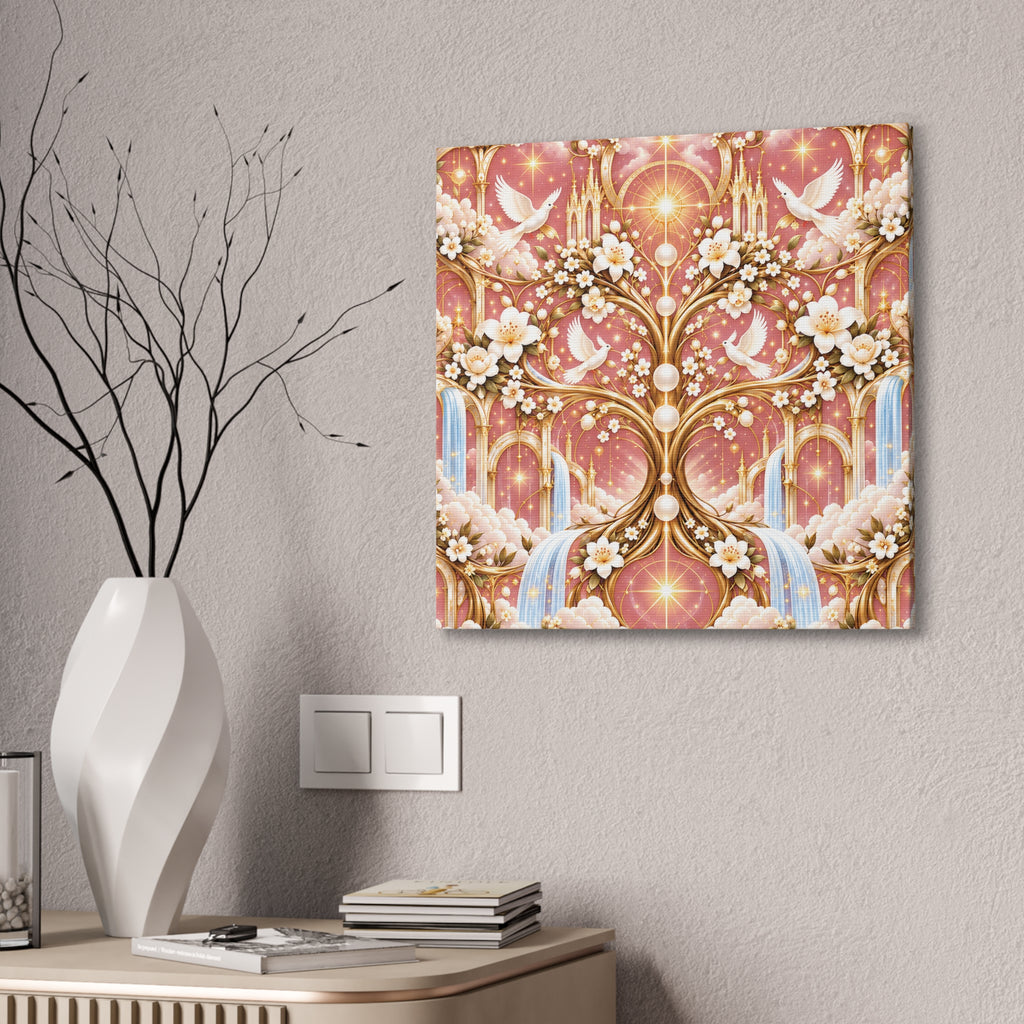 Tree of Heaven Rose Twilight Wrapped Canvas