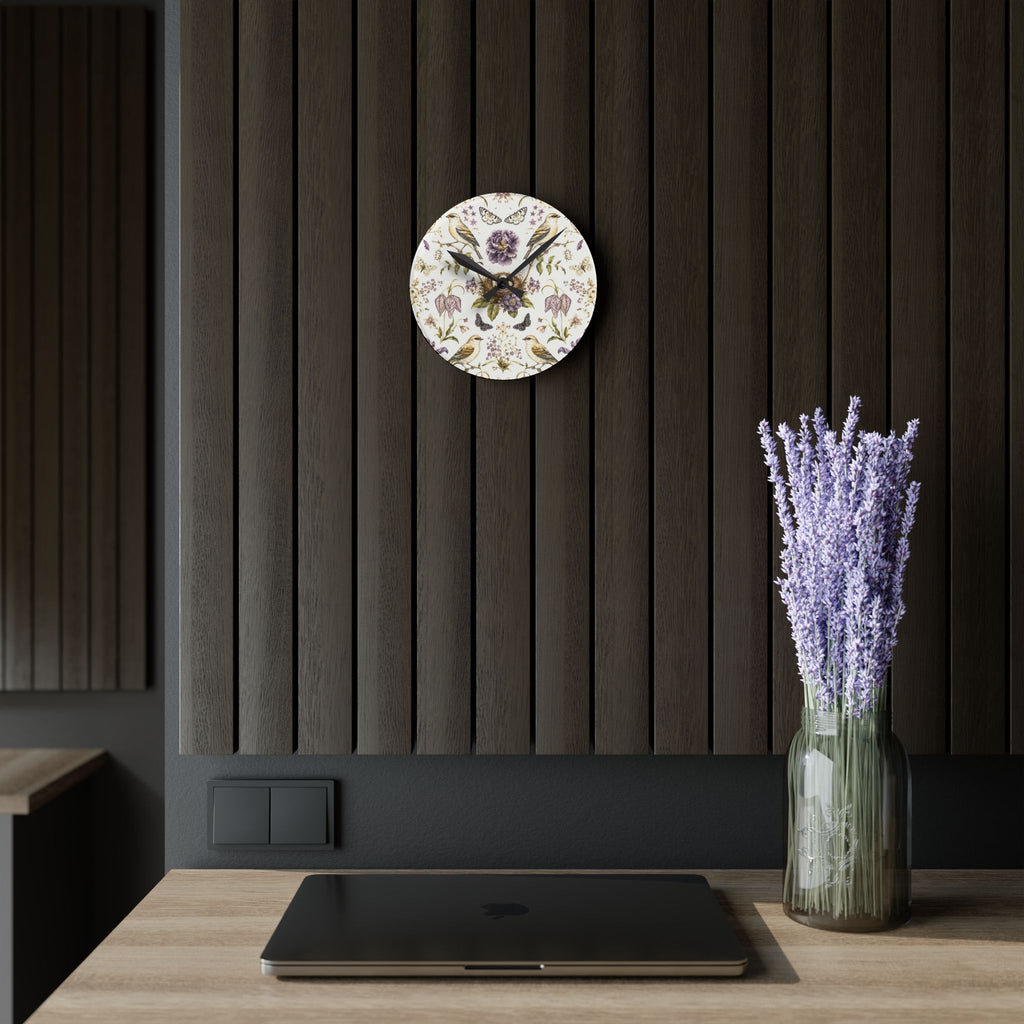 Botanical Bird's Nest Moon Milk Acrylic Wall Clock