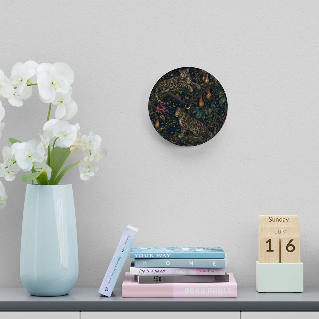 Cloud Leopard Reverie Nocturne Acrylic Wall Clock