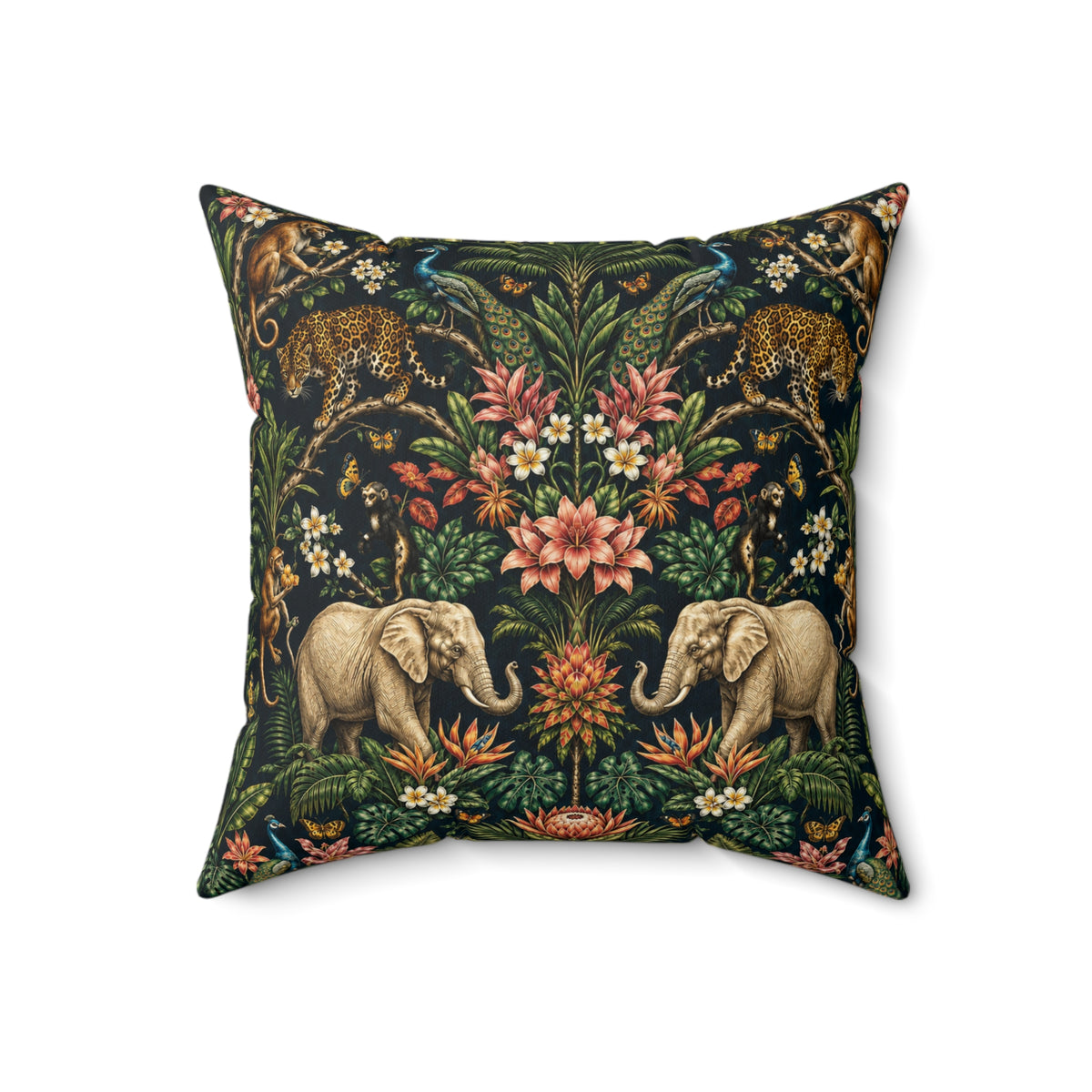 Mystic Jungle Midnight Jungle Decorative Pillow