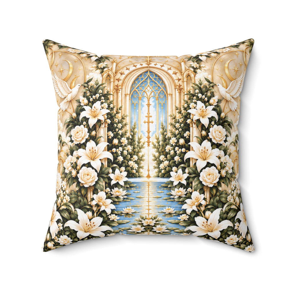 Immaculate Garden Champagne Decorative Pillow
