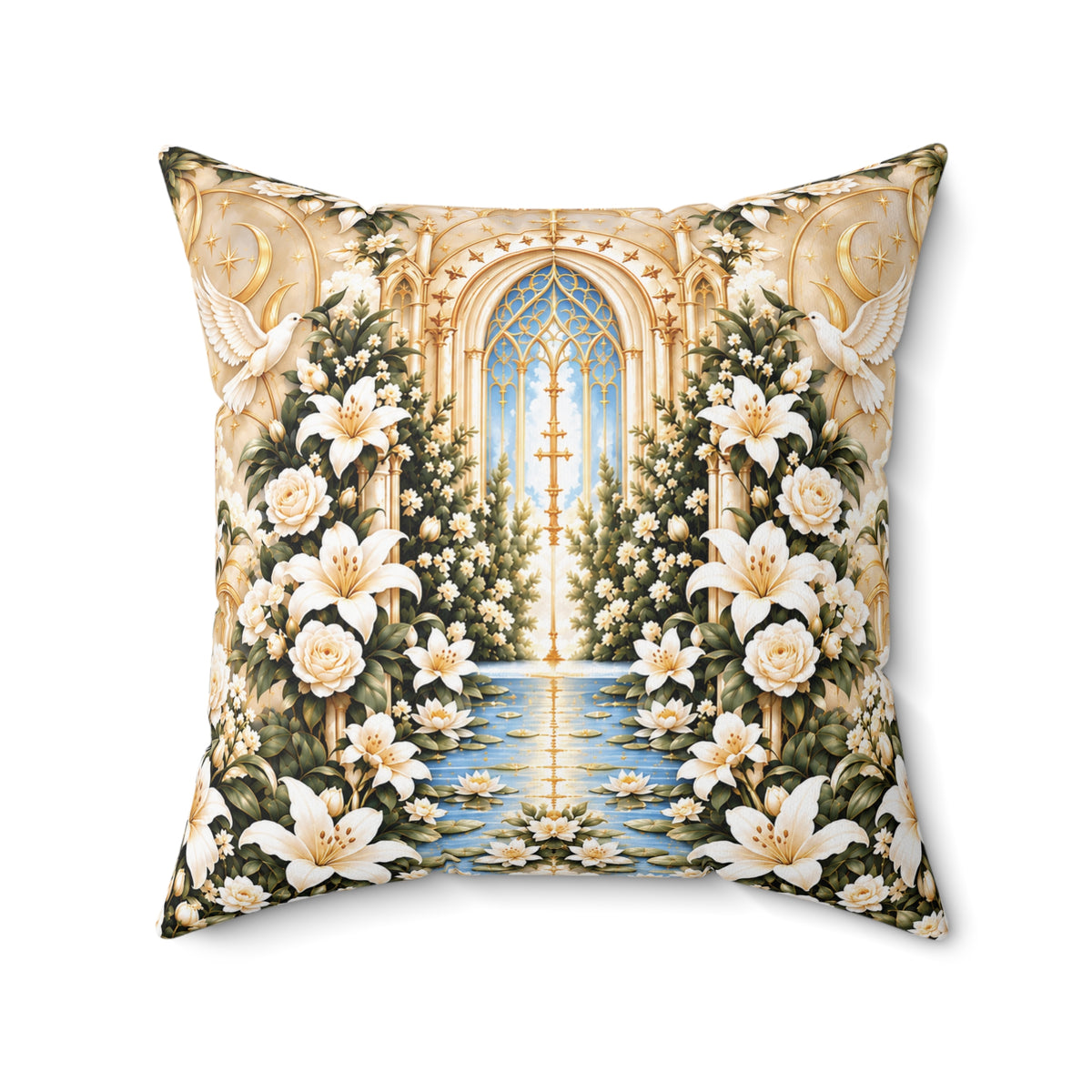 Immaculate Garden Champagne Decorative Pillow