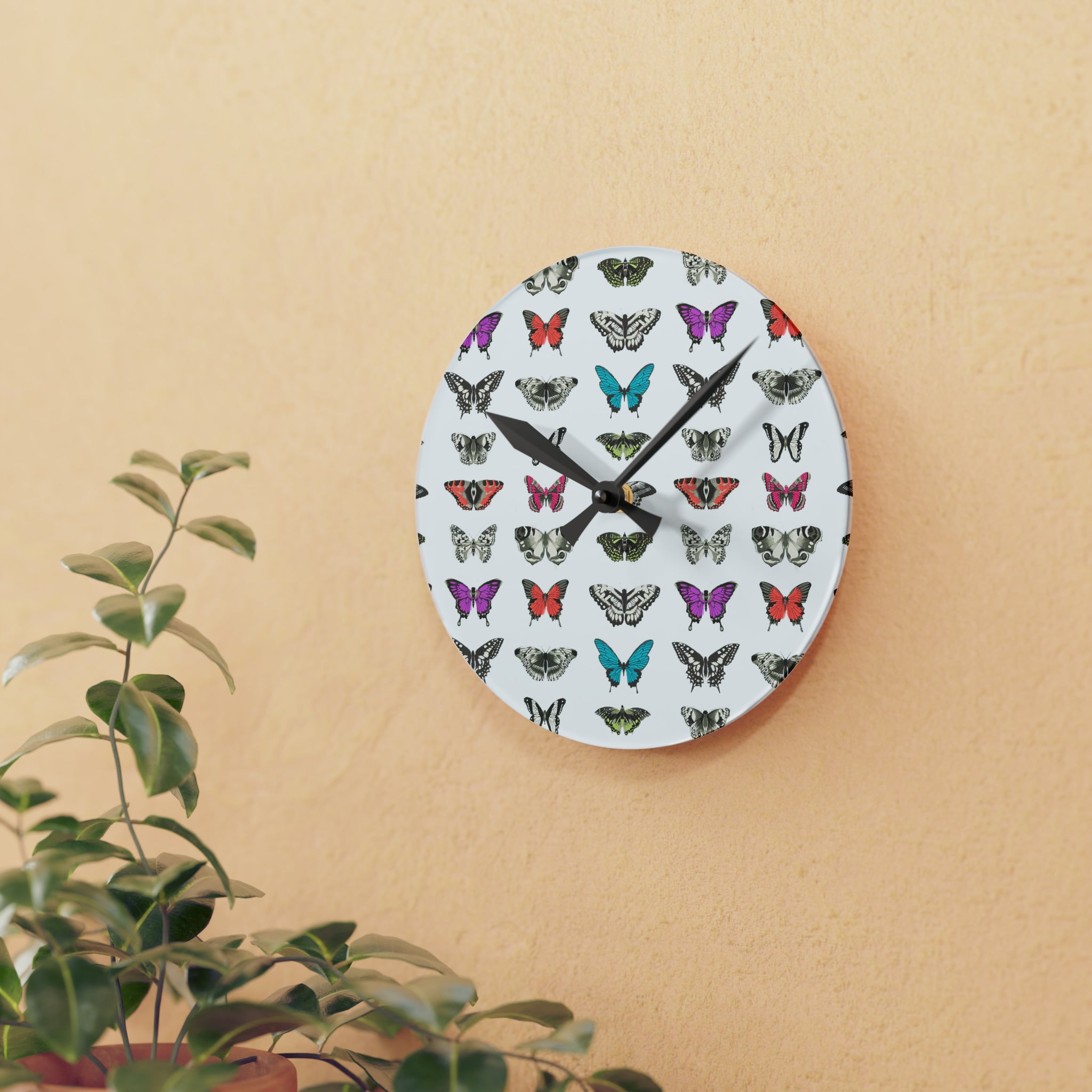 Butterfly and Moth Acrylic Wall Clock