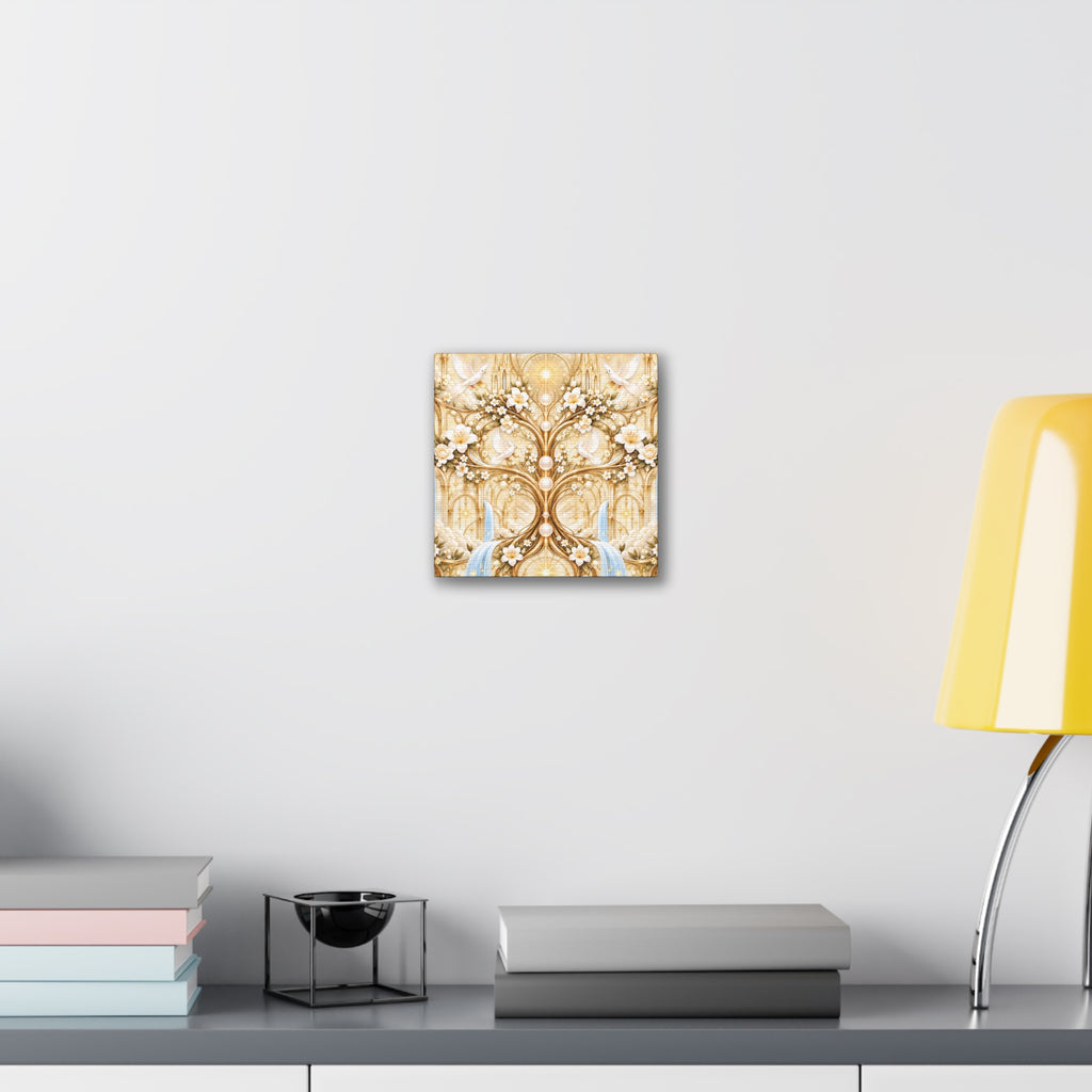 Tree of Heaven Alabaster Gold Wrapped Canvas