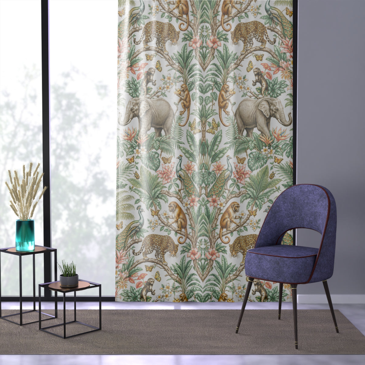 Mystic Jungle Ivory Eden Window Curtain