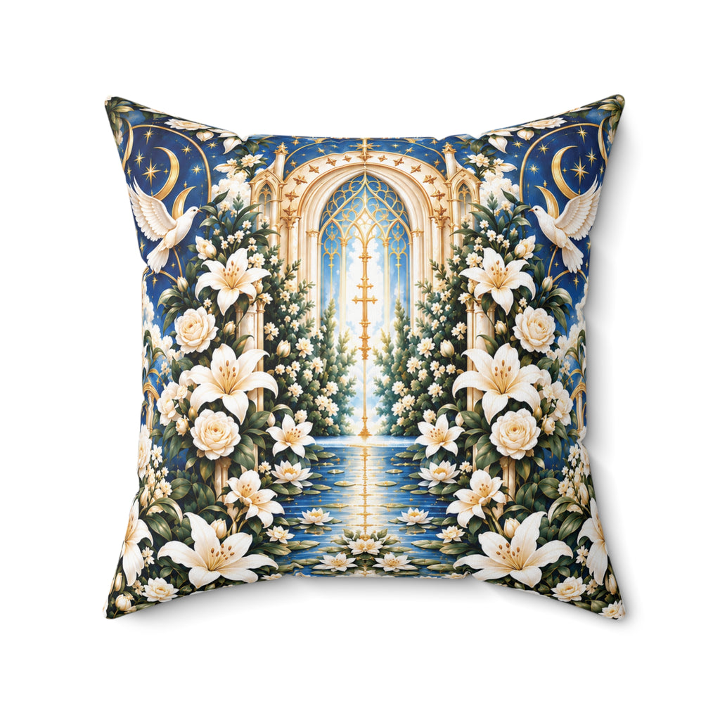 Immaculate Garden Marian Blue Decorative Pillow