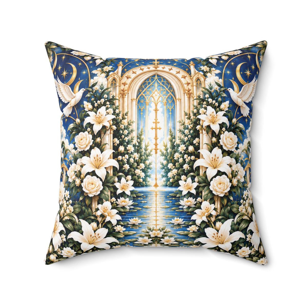 Immaculate Garden Marian Blue Decorative Pillow