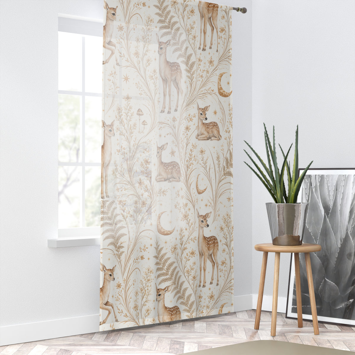 Astral Fawn Moon Milk Window Curtain
