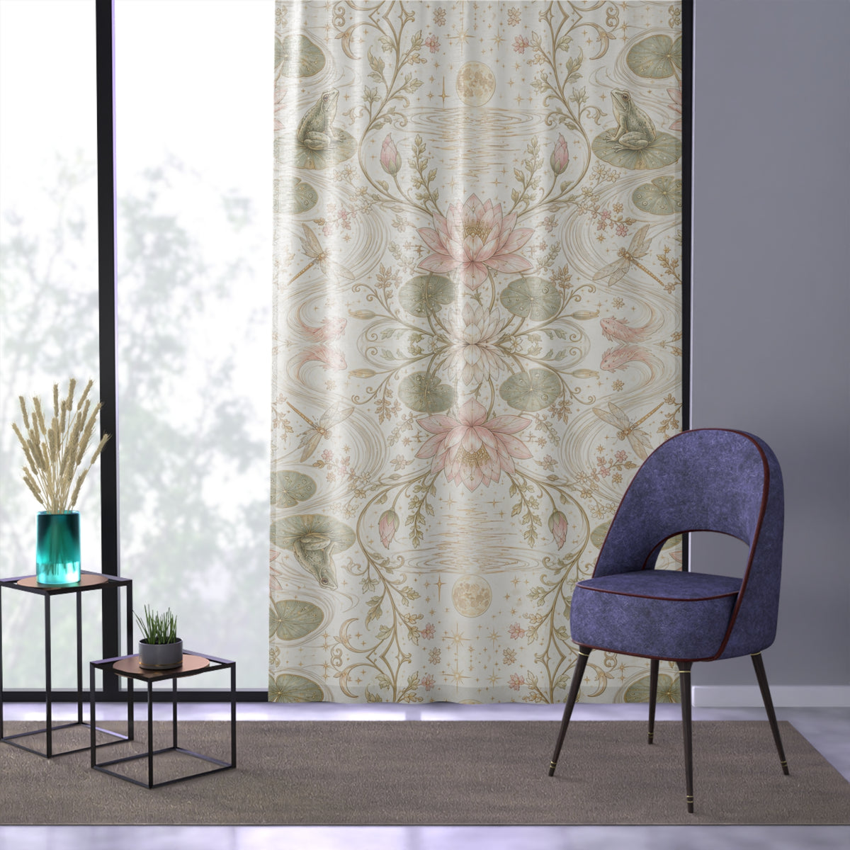 Nymphaea Nocturne Moon Milk Window Curtain