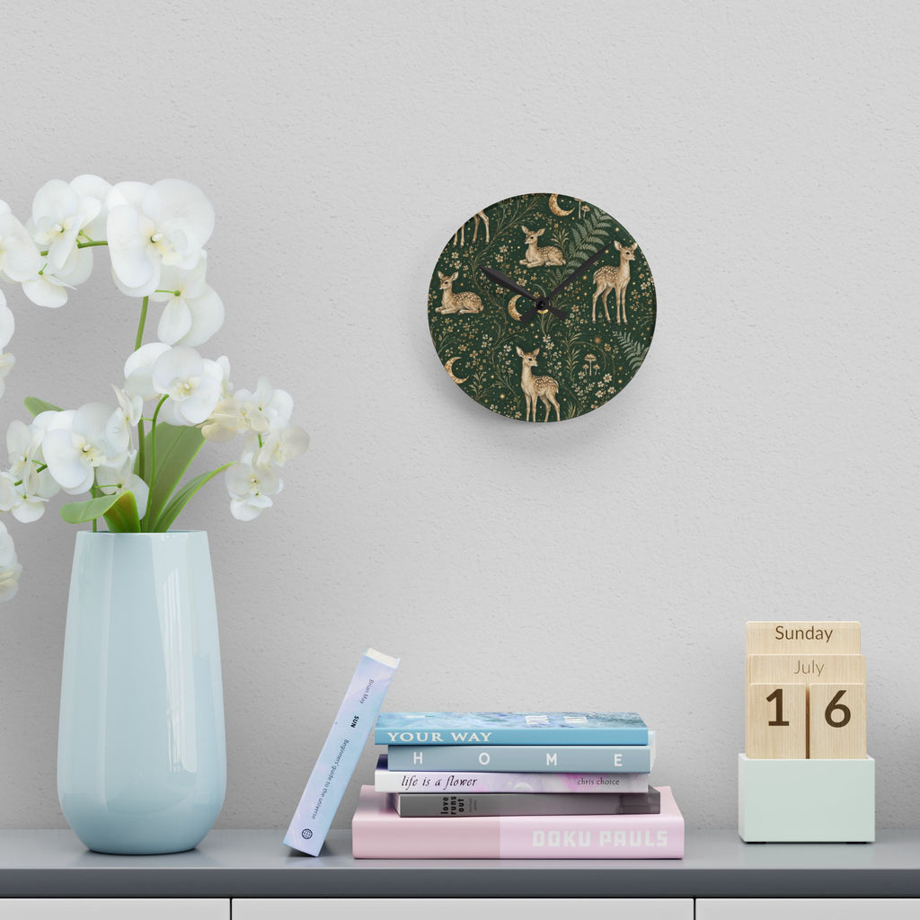 Astral Fawn Forest Acrylic Wall Clock