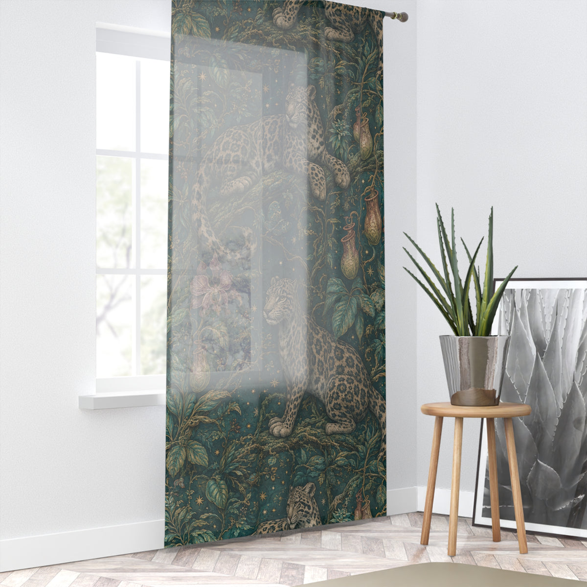 Cloud Leopard Reverie Verdigris Window Curtain