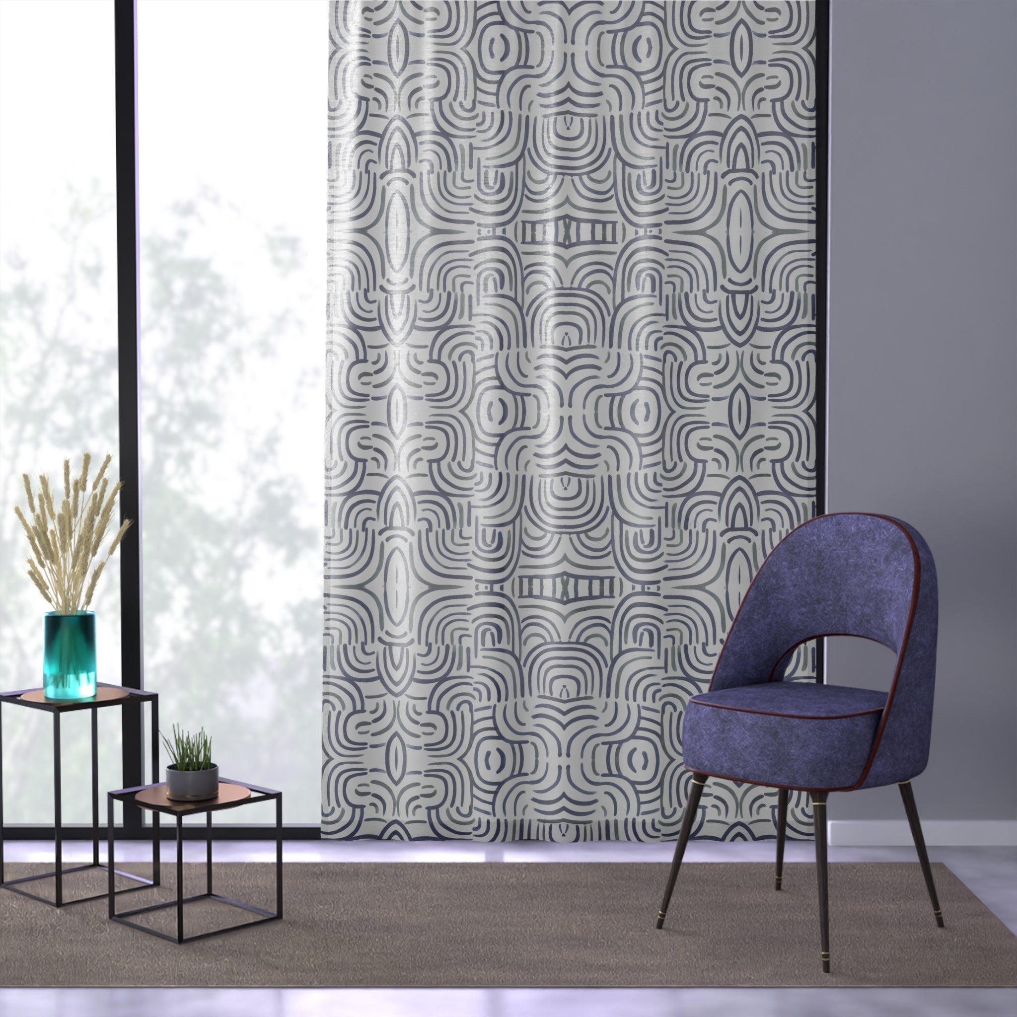 Abstract Geometric Window Curtain