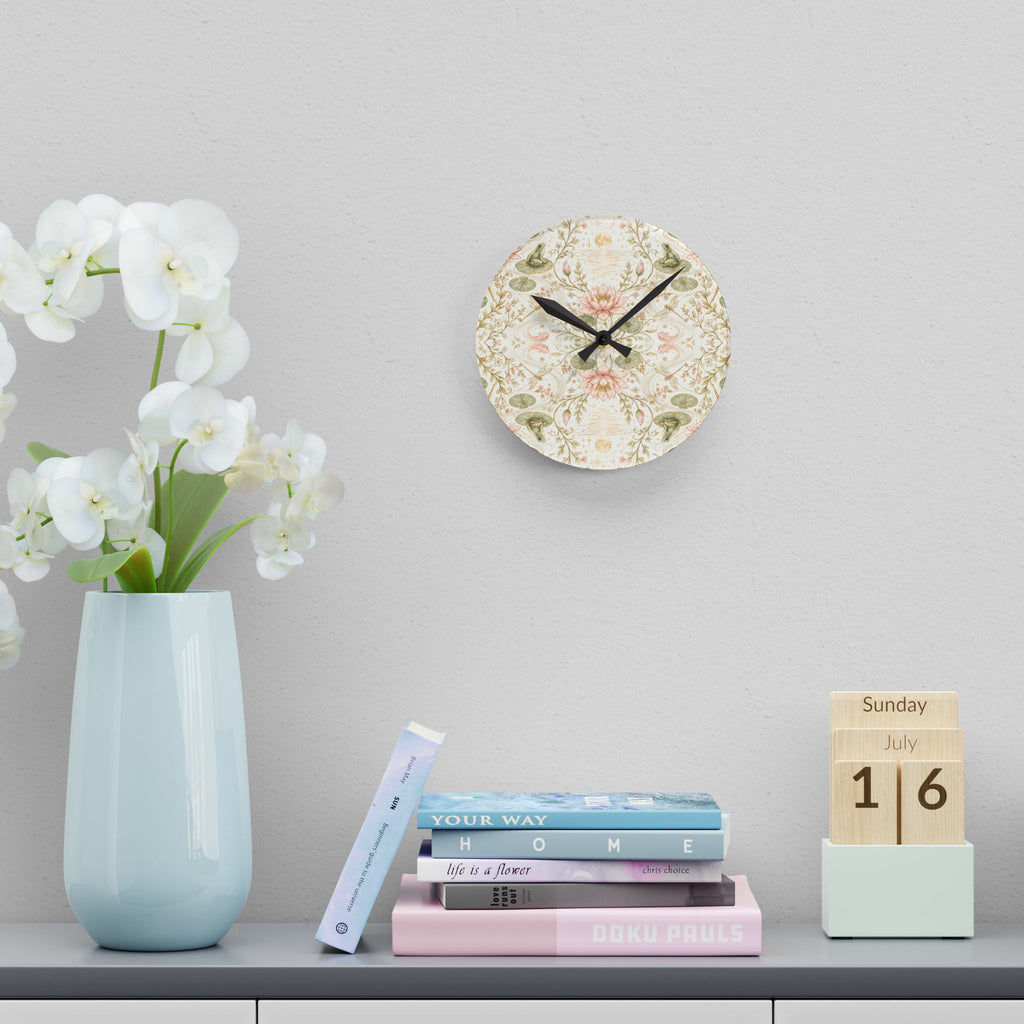 Nymphaea Nocturne Moon Milk Acrylic Wall Clock