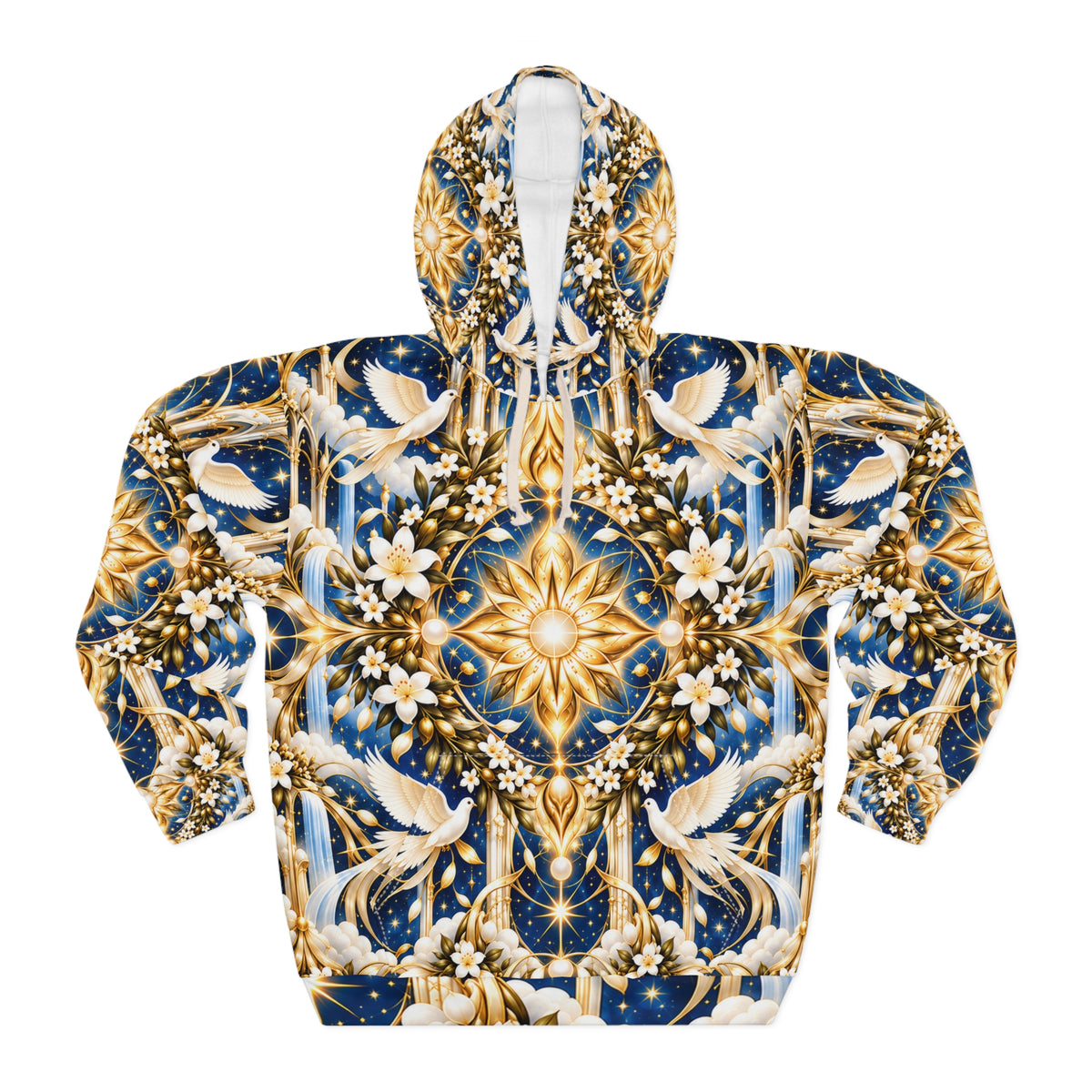 Divine Light Mandala Celestial Blue Pullover Hoodie