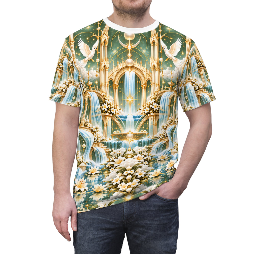 Living Waters Sanctuary Soft Sage Gold All-over-print T-Shirt