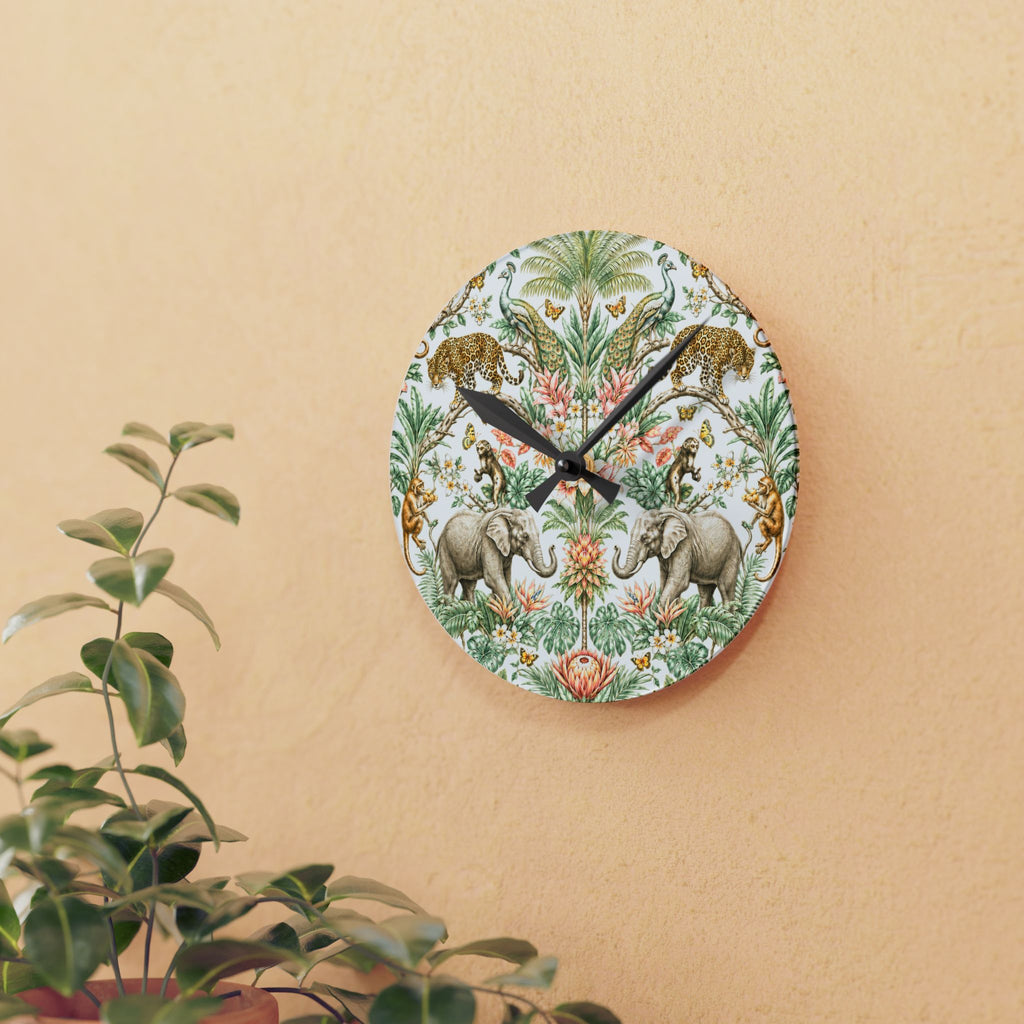 Mystic Jungle Ivory Eden Acrylic Wall Clock