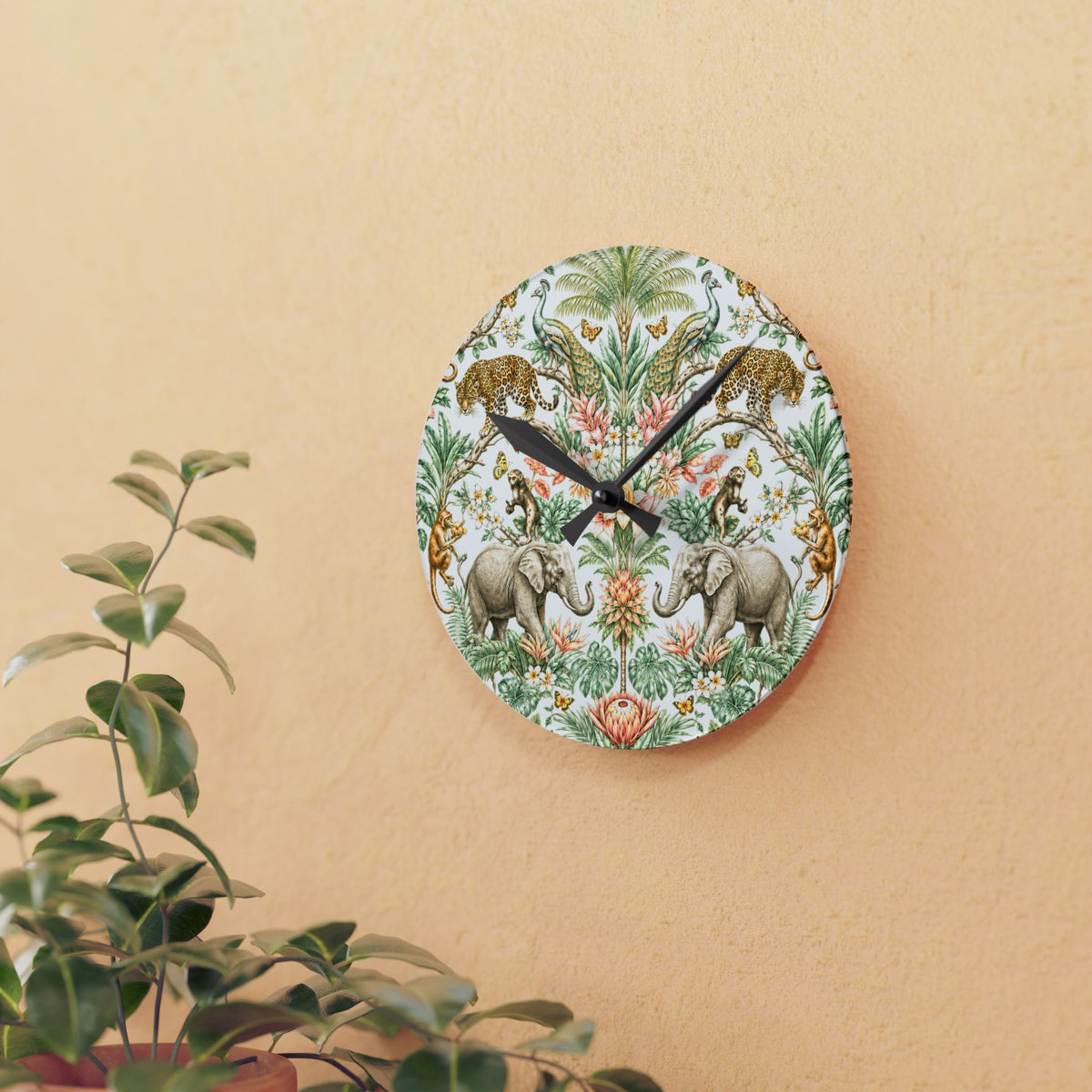 Mystic Jungle Ivory Eden Acrylic Wall Clock