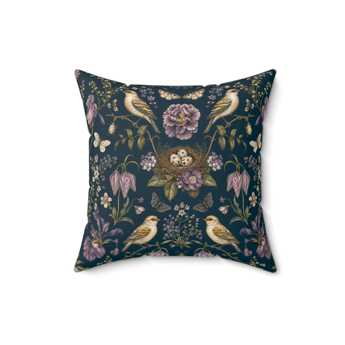 Botanical Bird's Nest Nocturne Decorative Pillow