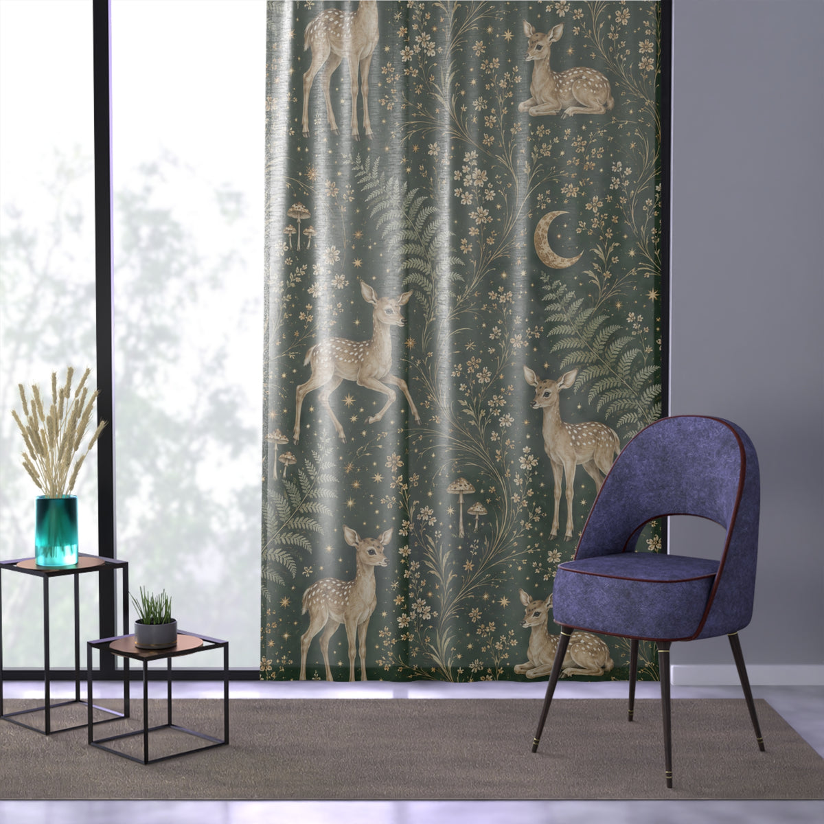 Astral Fawn Forest Window Curtain