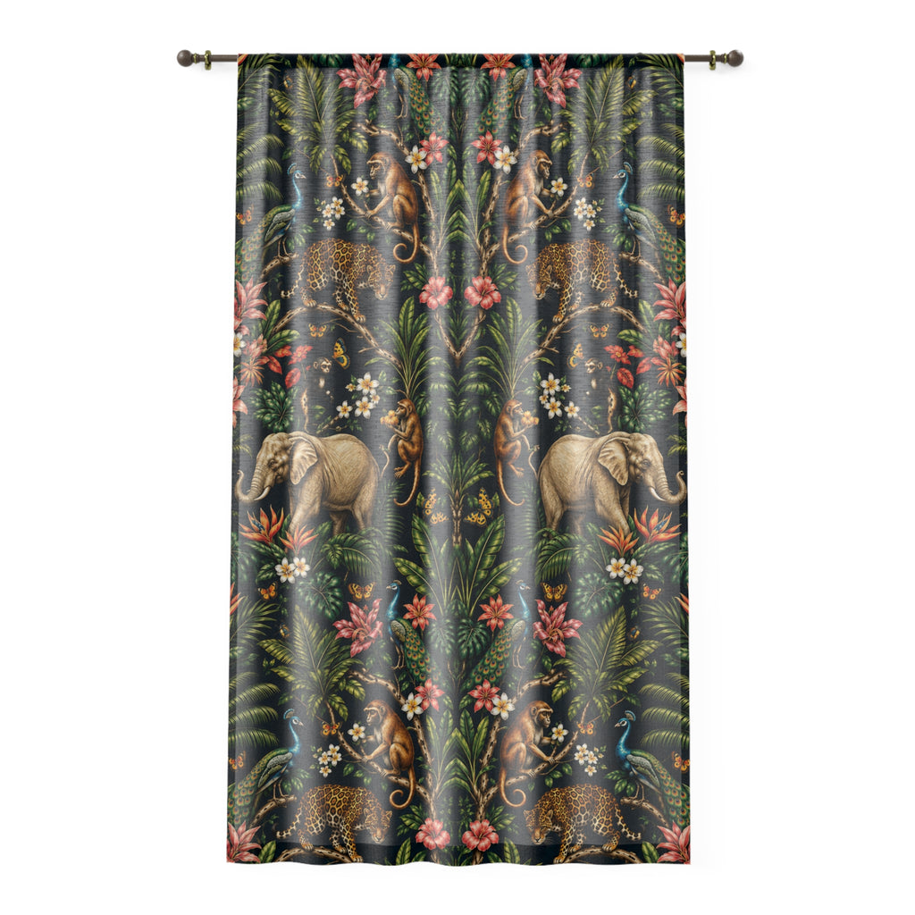 Mystic Jungle Midnight Jungle Window Curtain