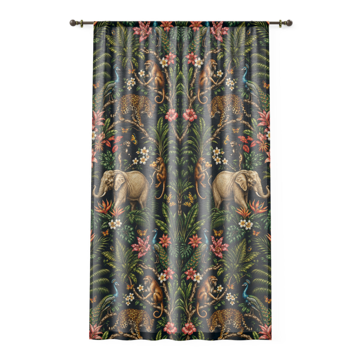 Mystic Jungle Midnight Jungle Window Curtain