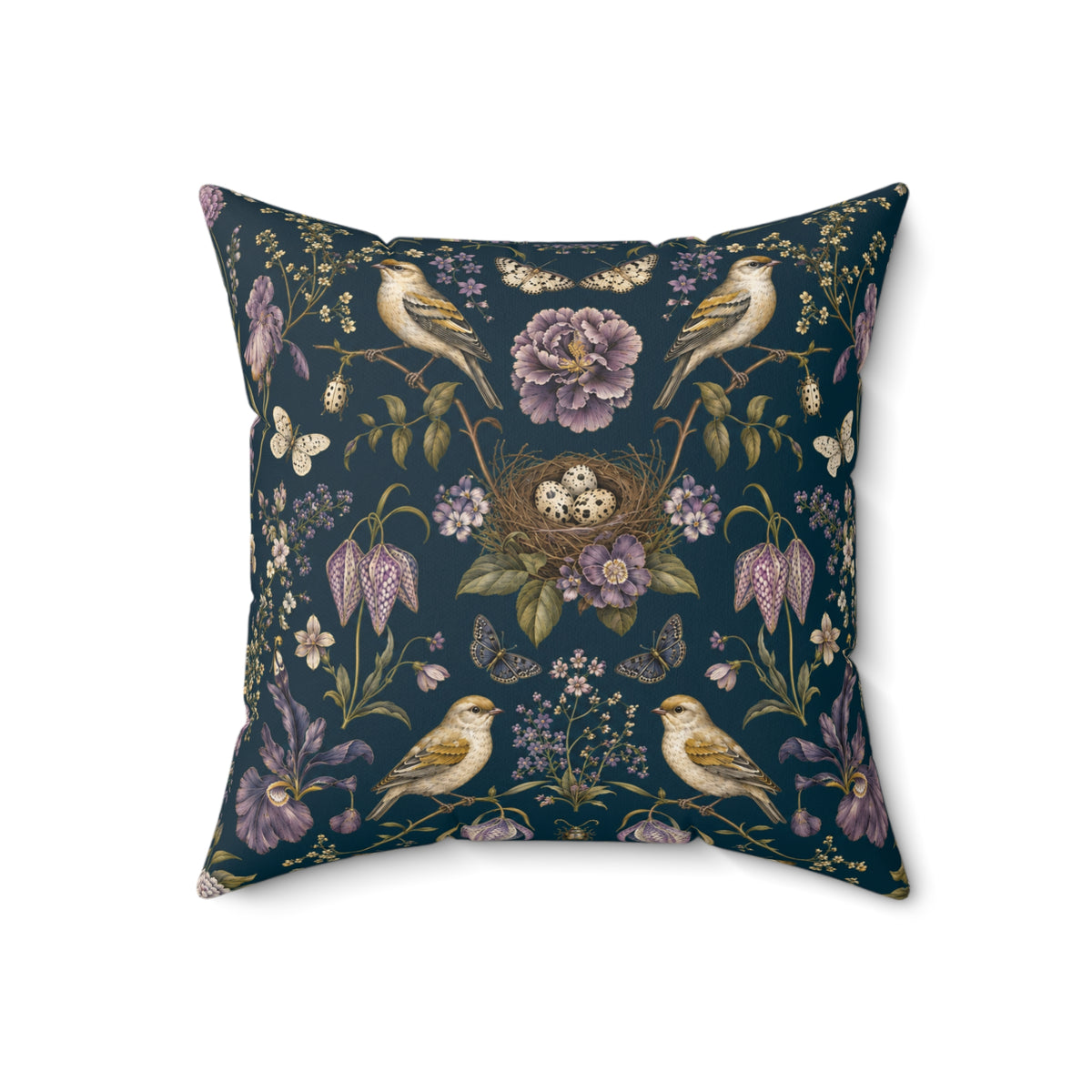 Botanical Bird's Nest Nocturne Decorative Pillow