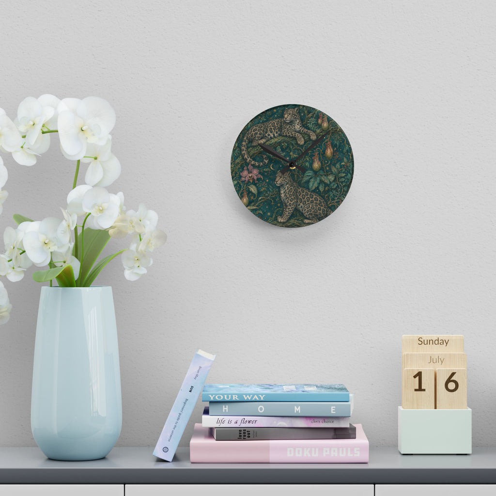 Cloud Leopard Reverie Verdigris Acrylic Wall Clock