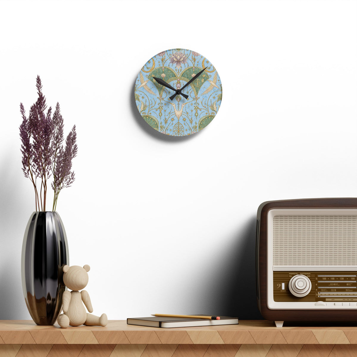 Celestial Aviary Blue Hour Acrylic Wall Clock