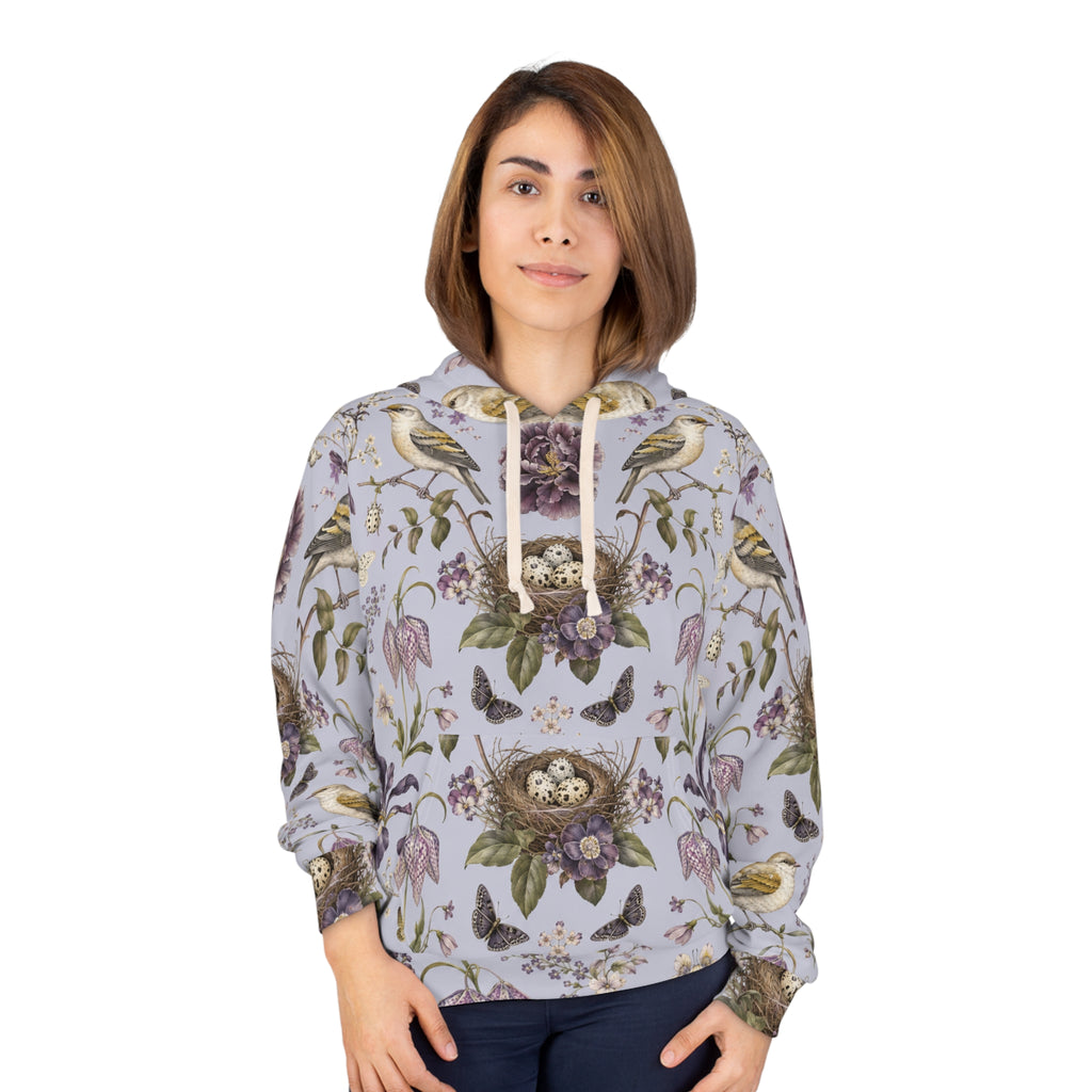 Botanical Bird's Nest Lilac Pullover Hoodie