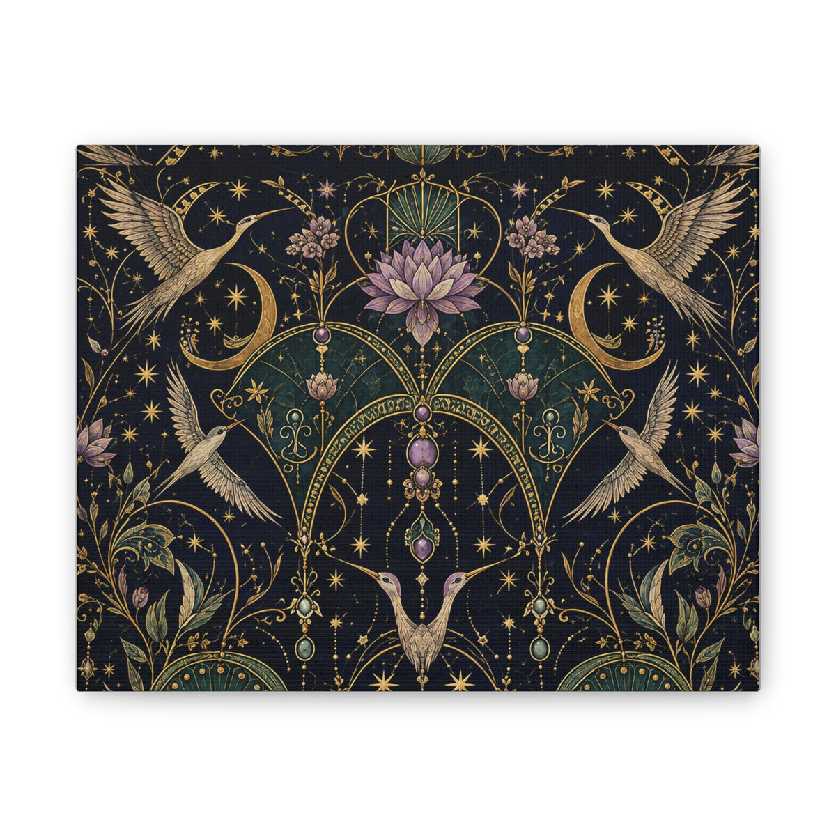 Celestial Aviary Nocturne Stretched Canvas