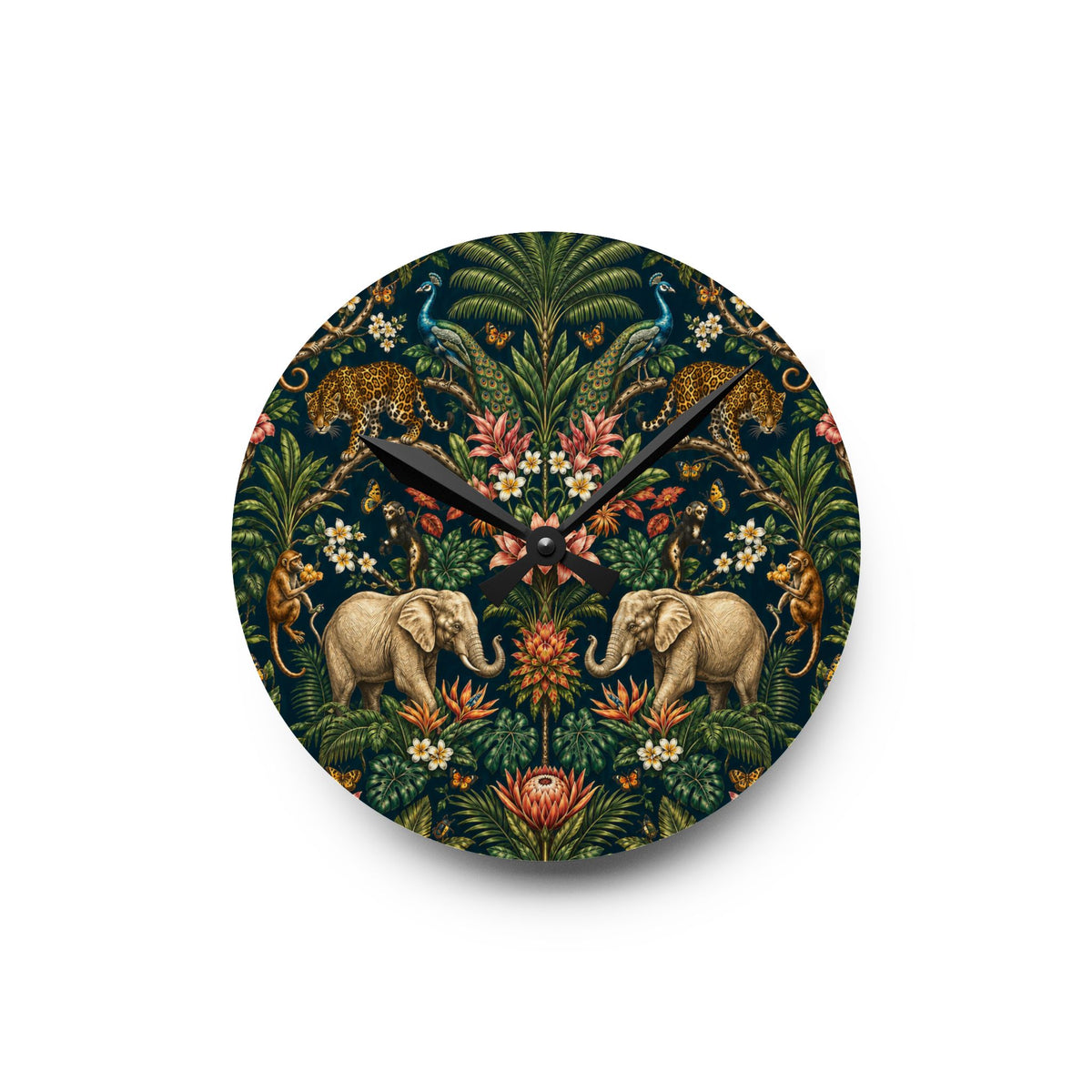 Mystic Jungle Midnight Jungle Acrylic Wall Clock