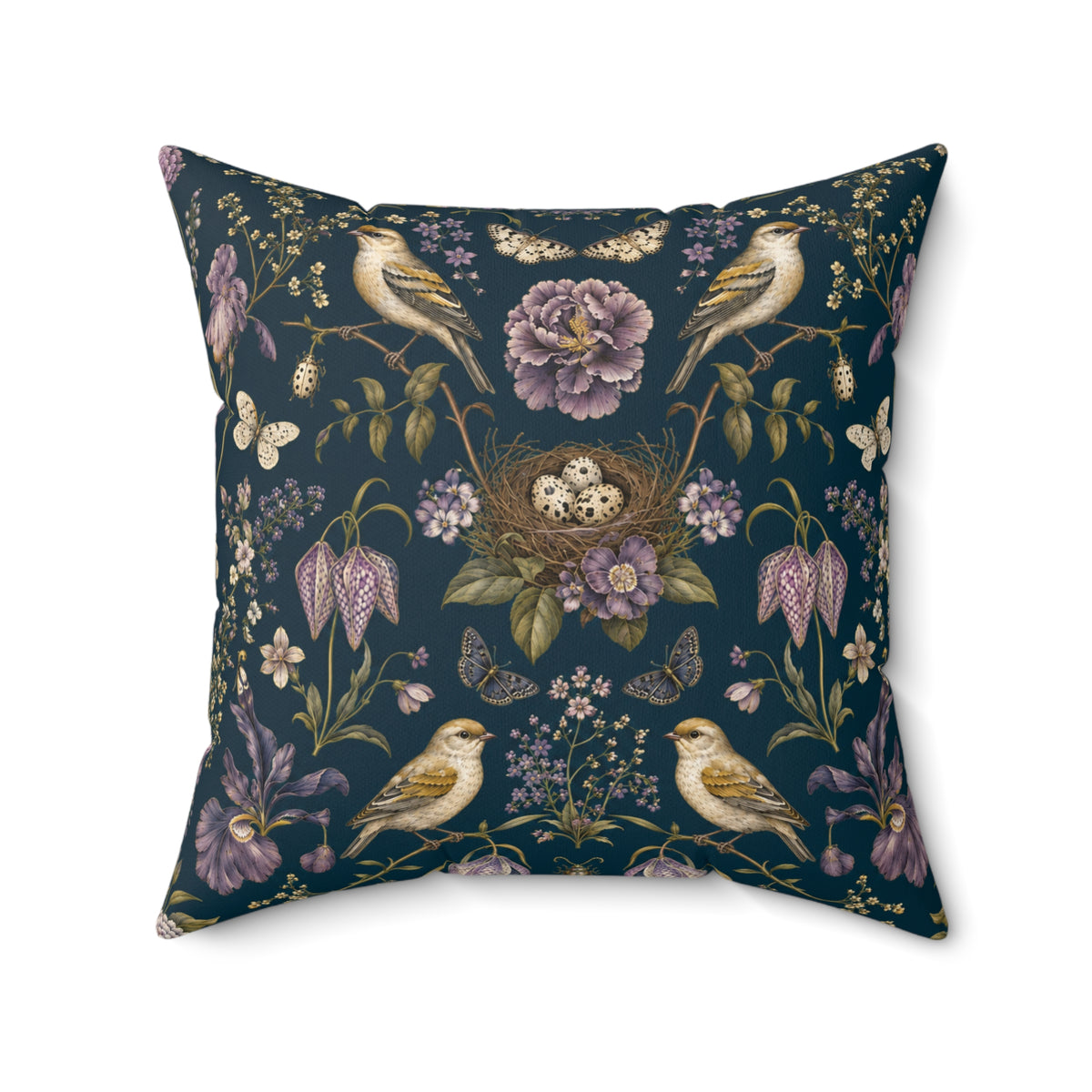 Botanical Bird's Nest Nocturne Decorative Pillow