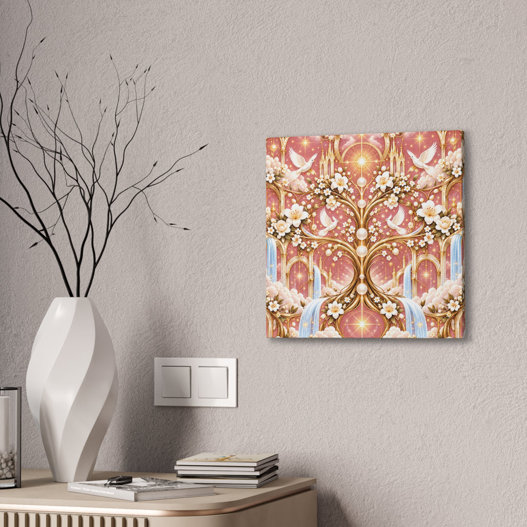 Tree of Heaven Rose Twilight Wrapped Canvas