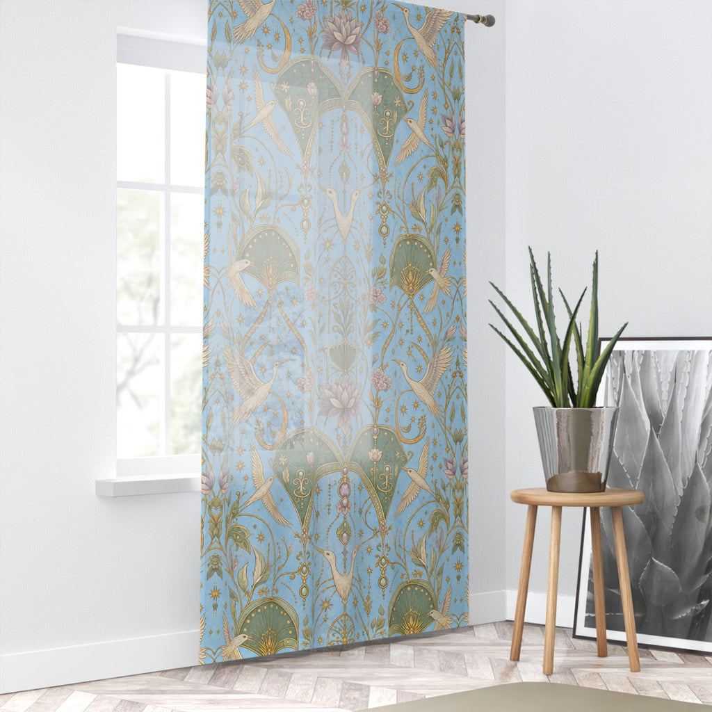 Celestial Aviary Blue Hour Window Curtain