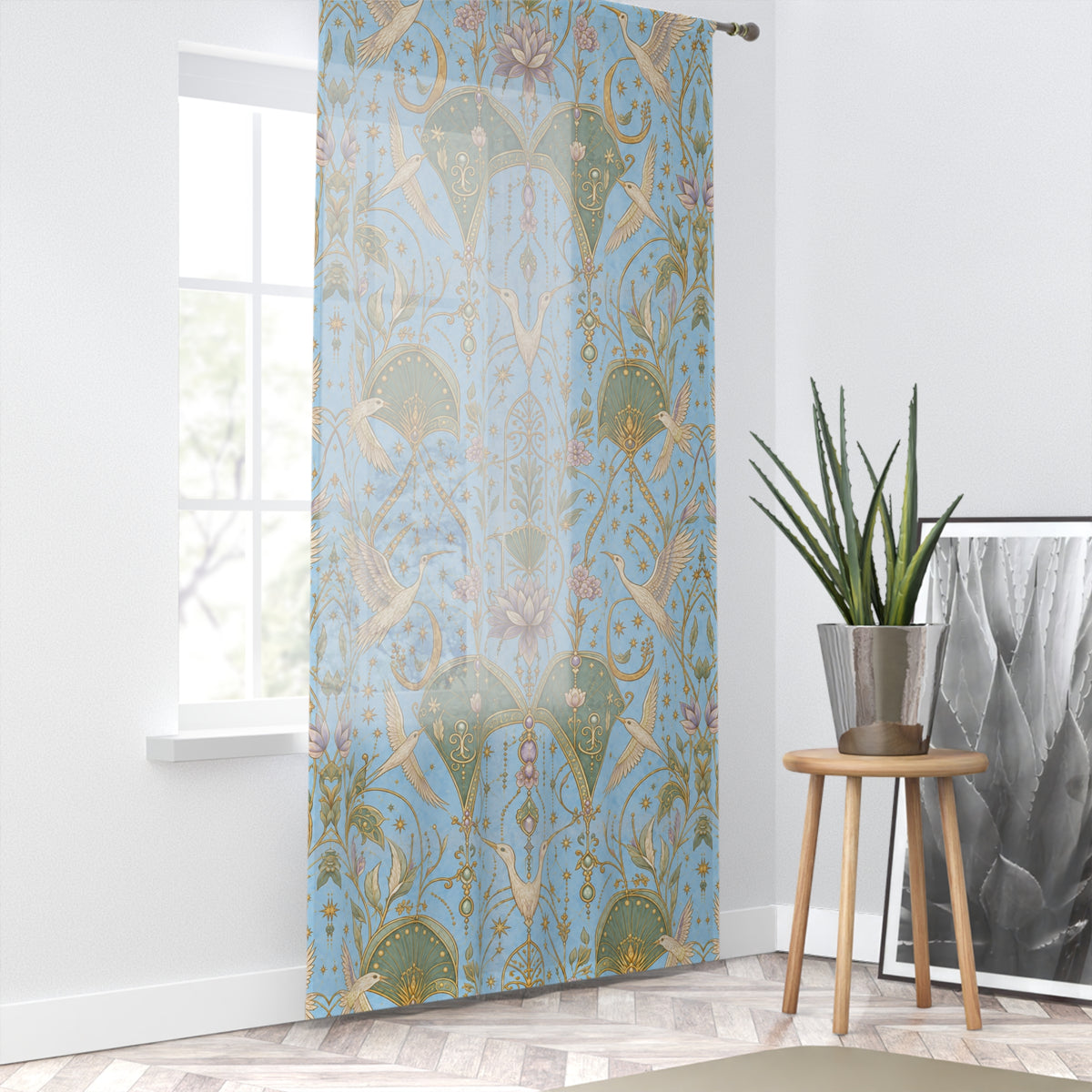 Celestial Aviary Blue Hour Window Curtain