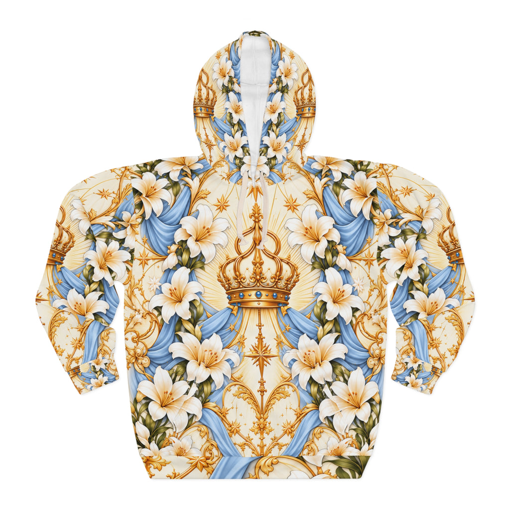 Queen of Heaven Ivory Gold Pullover Hoodie