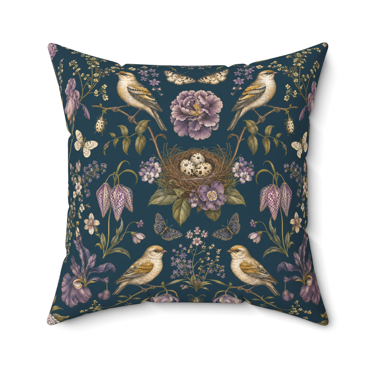 Botanical Bird's Nest Nocturne Decorative Pillow