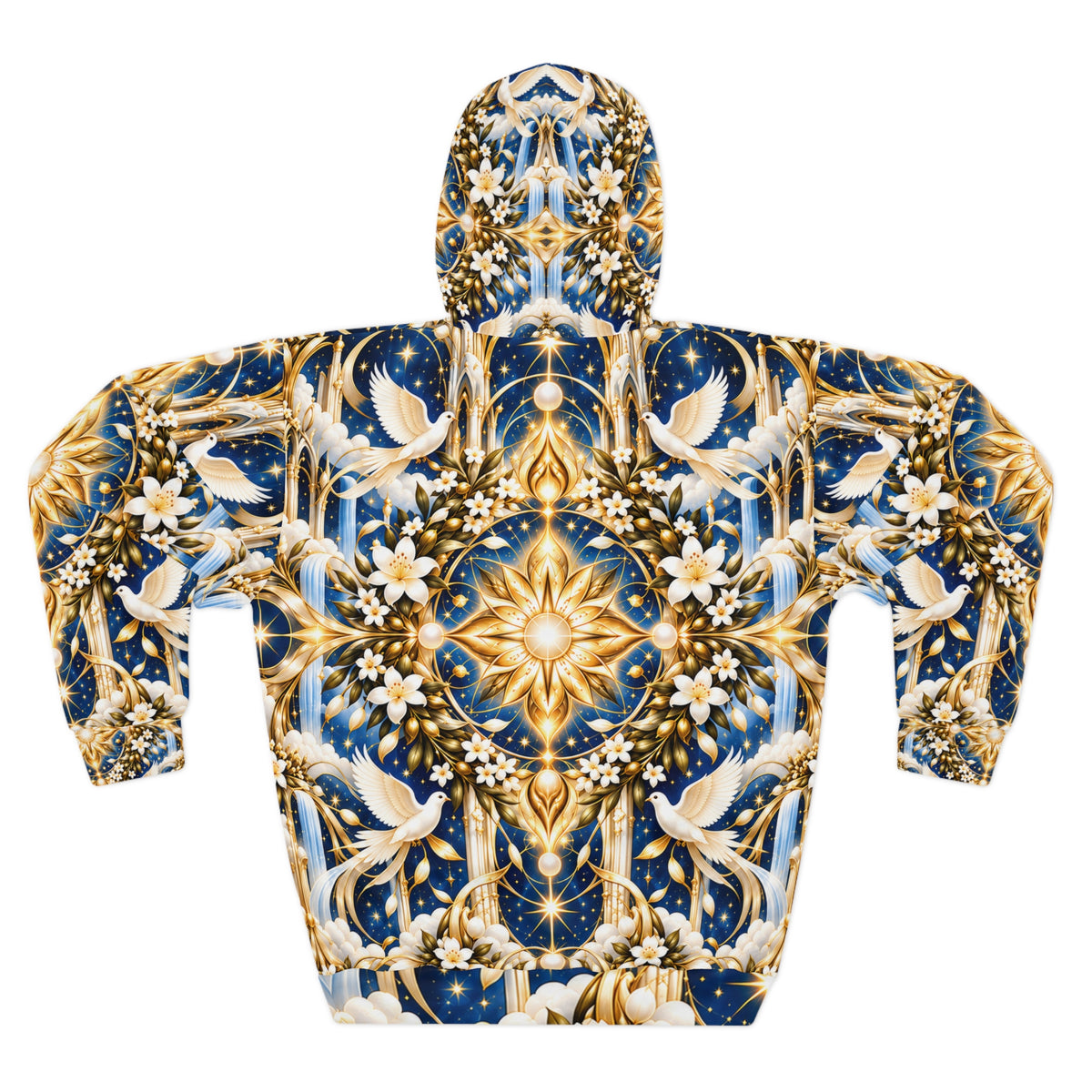 Divine Light Mandala Celestial Blue Pullover Hoodie