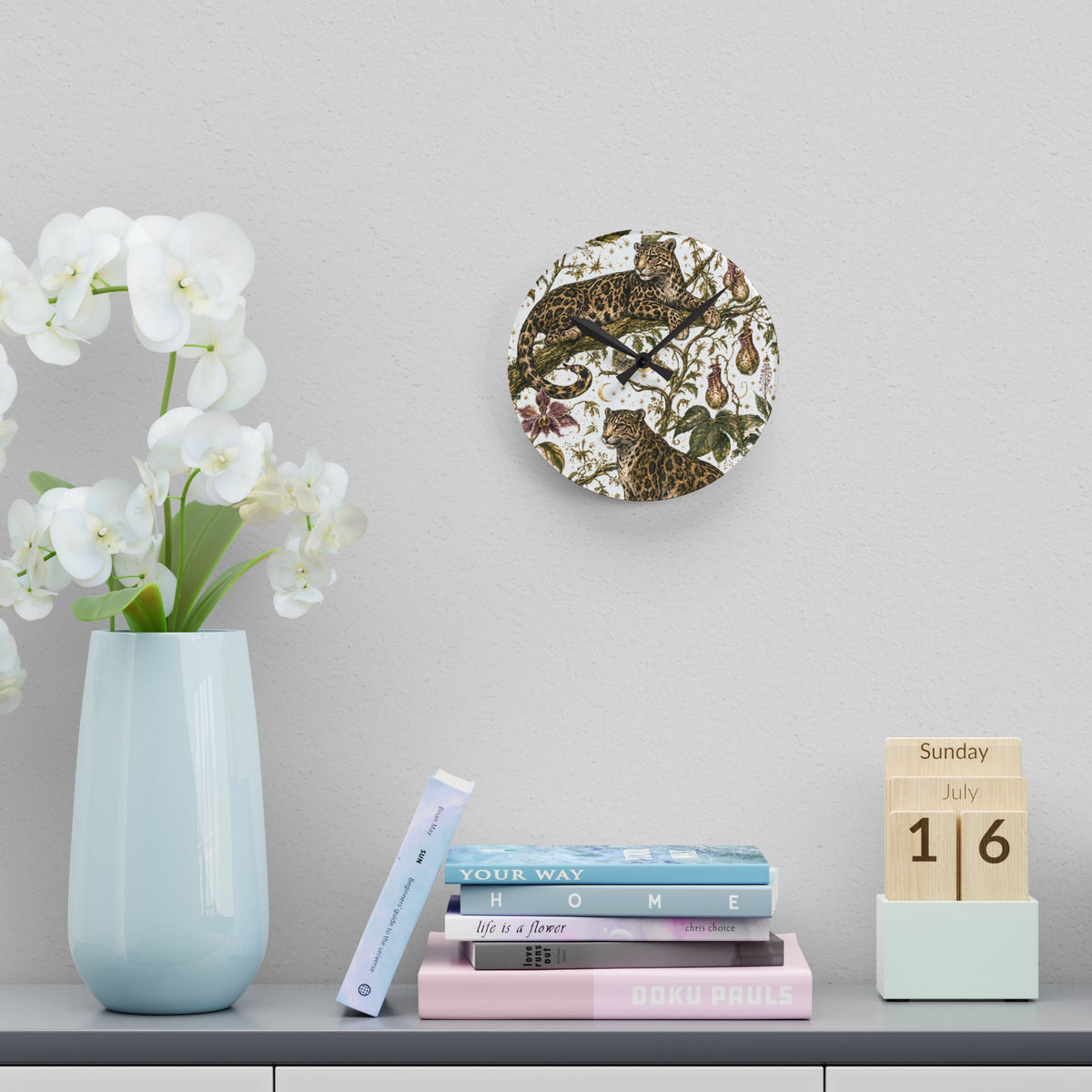 Cloud Leopard Reverie Moon Milk Acrylic Wall Clock
