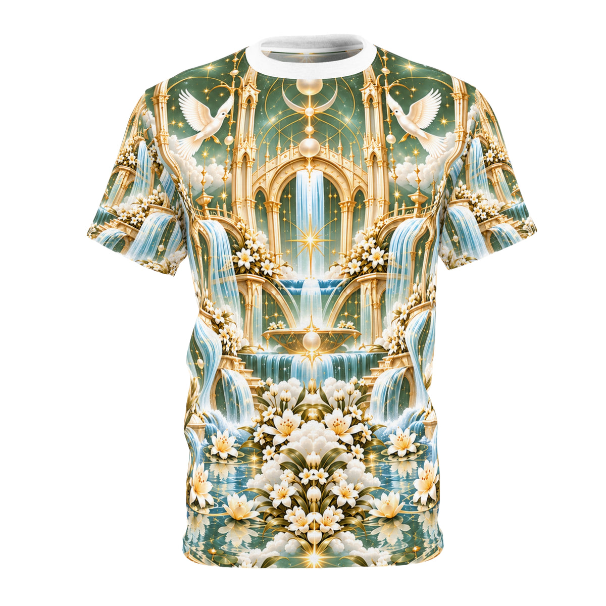 Living Waters Sanctuary Soft Sage Gold All-over-print T-Shirt