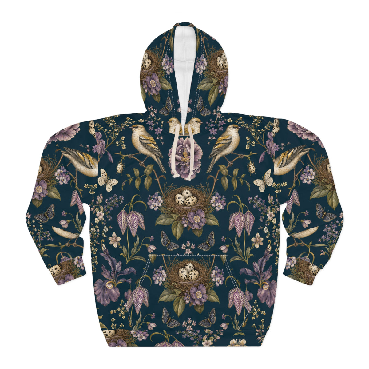 Botanical Bird's Nest Nocturne Pullover Hoodie