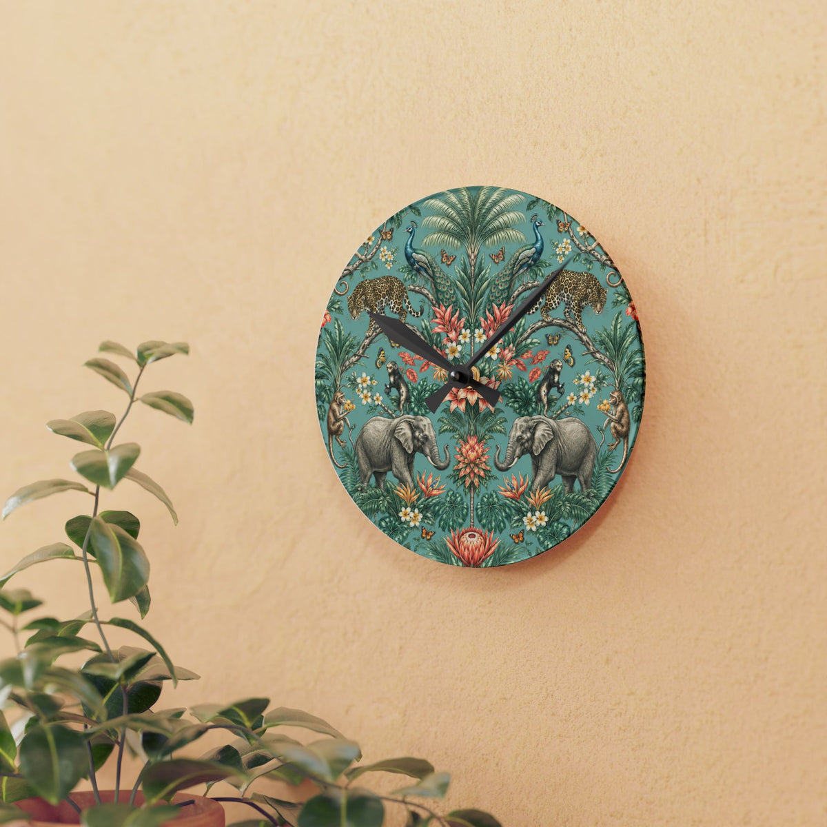 Mystic Jungle Verdigris Jungle Acrylic Wall Clock