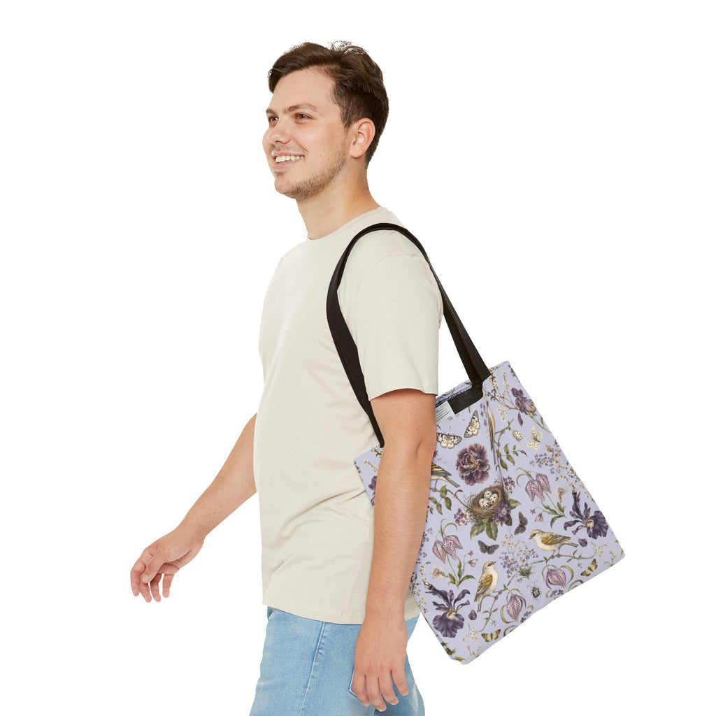 Botanical Bird's Nest Lilac Tote Bag