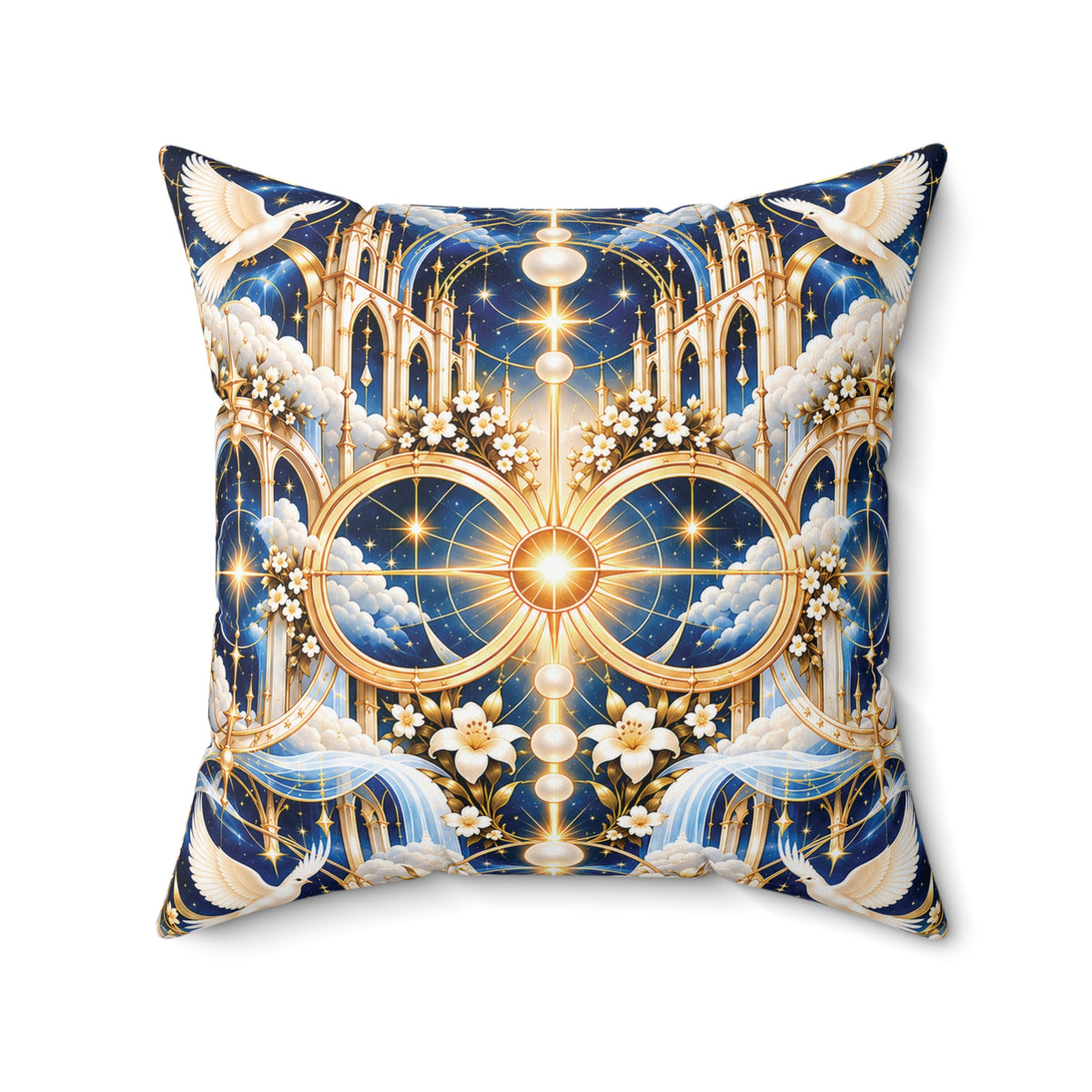 Cathedral of Light Celestial Blue Decorative Pillow